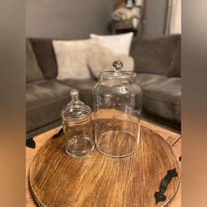 2 princess house heritage large and medium canisters Grannycore etched floral